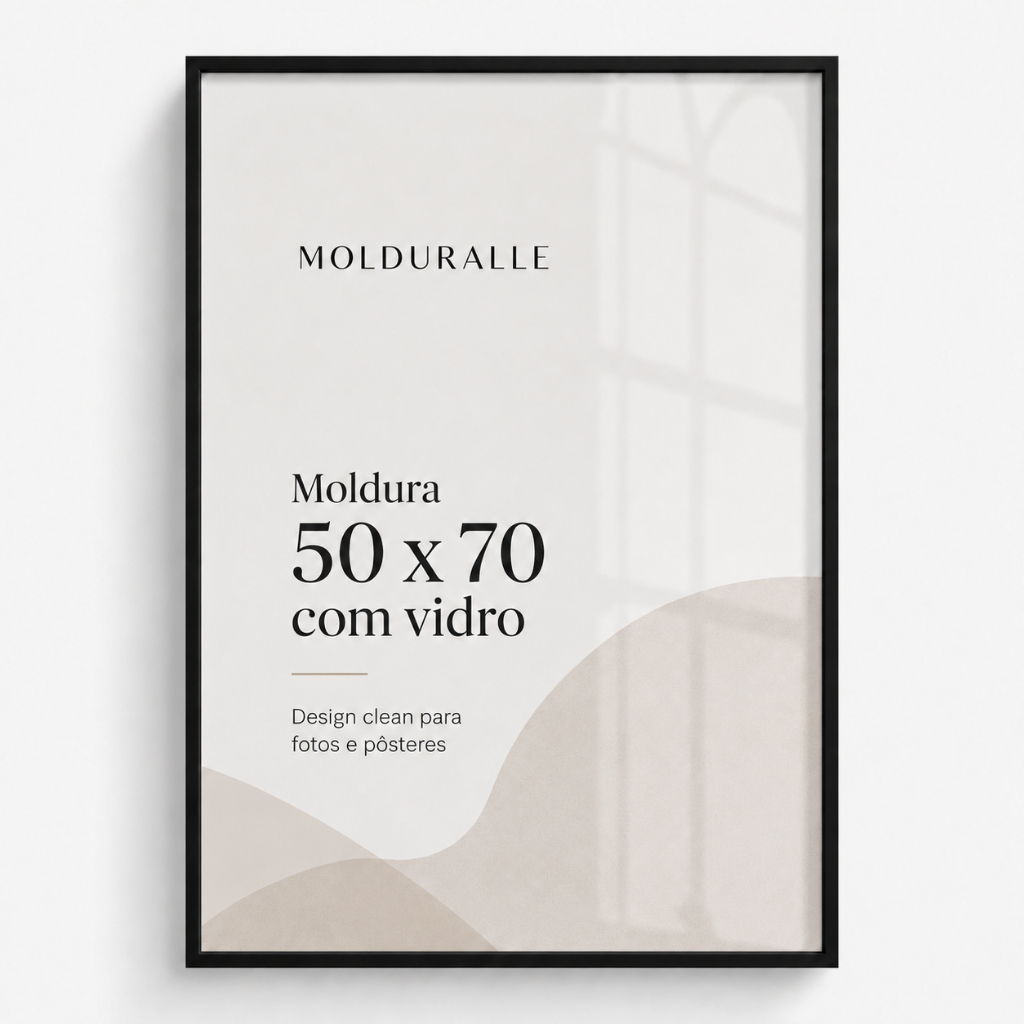Quadro 50x70cm Caixa Alta Com Vidro Quebra-Cabeça Foto Poster Moldura 3x2 Premium MOLDURALLE