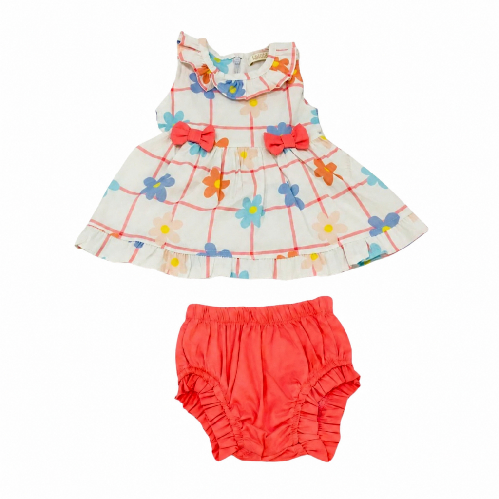 Vestido Infantil Florido Com Tapa Fraldas Bebê Menina Leve Confortável Delicado Looks Encantadores