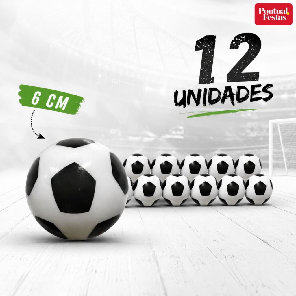 KIT 12 Bolas Antiestresse de Espuma 6cm Futebol Squishy