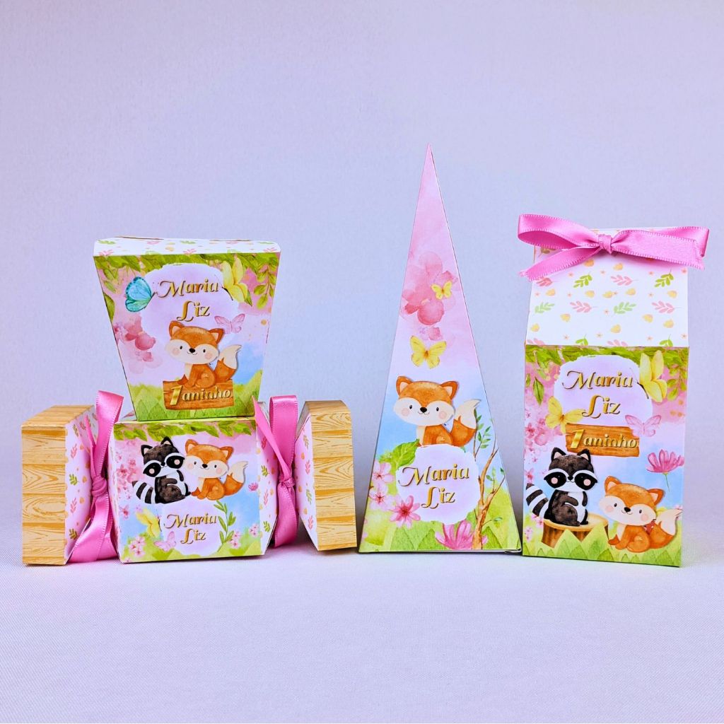 Kit 10 a 45 Caixinhas Bosque Encantado Personalizado Lembrancinhas Festa Aniversario Festinha Infantil | Pegue e Monte