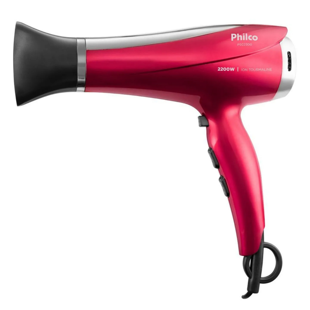 Secador Philco Tecnologia Íons Tourmaline Bivolt 2200W Vermelho Original PSC2300