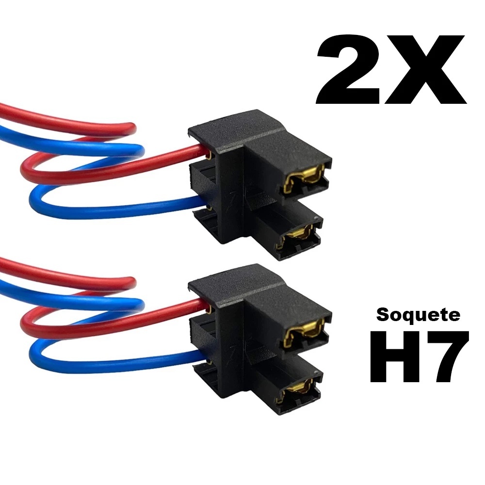 Par Soquete Conector H7 Plug Lampada Farol - 2 peças