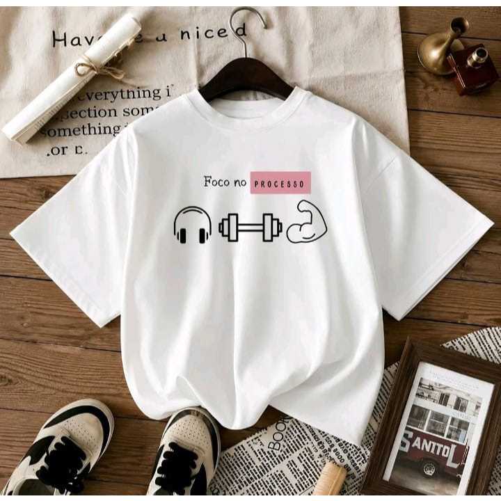 Camiseta T-Shirt Feminina Fitnss Academia Treino Diversas Cores e Estampas do P ao GG 100% Algodão Tecido Leve