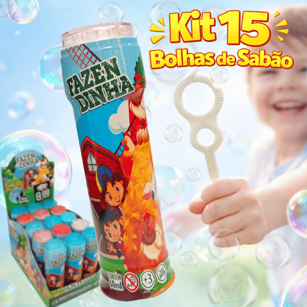 Kit 15 Bolha Sabão fazendinha Lembrancinhas de aniversário infantil bolinha prenda sacolinha surpres