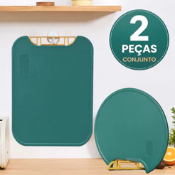 Tábua De Corte Antibacteriana À Prova De Mofo 31cm Com Suporte Em Pé Para Cozinha