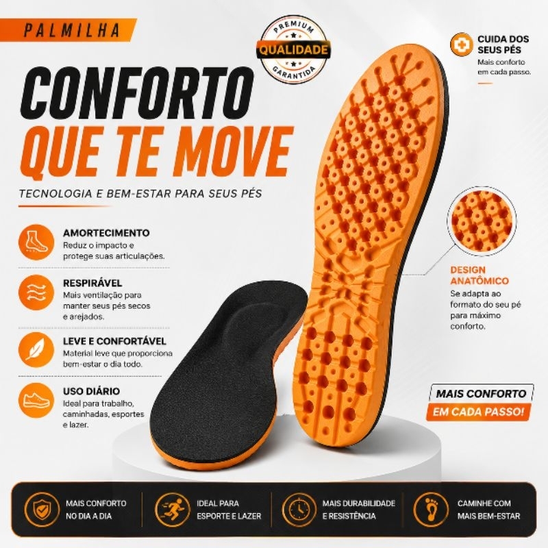 Palmilha Ortopédica de Silicone Gel