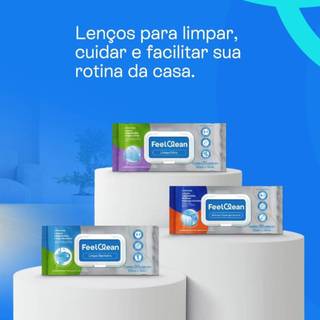 Lenço Umedecido FeelClean Home para Limpeza Multiuso Vidros Banheiro ou Pet 30 Unidades