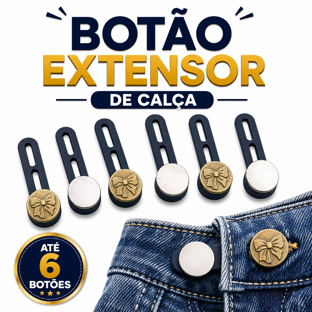 Botão Extensor Calça Jeans 6 Unidades Ajuste Universal Sem Ferramentas Aumenta Medidas