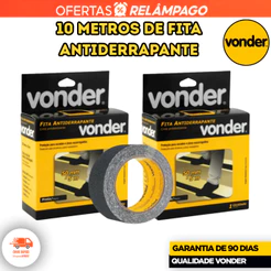 Kit Fita Antiderrapante 10 Metros Preta 5m + 5m VONDER Prevenção De Acidentes Original Resistente