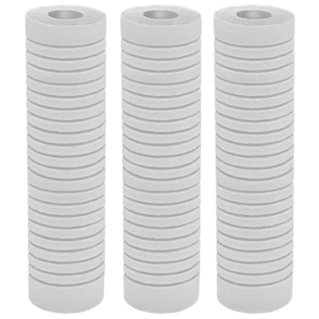 Kit 3 Refil Cartucho PP Ranhurado 9 3/4 Filtro Caixa D’Água Cavalete Alta Filtragem 0,5–50 Microns