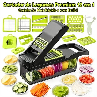 Cortador de Legumes 16 em 1 Ralador Multifuncional Fatiador Picador com Recipiente Mandolina para Batata, Cebola, Cenour