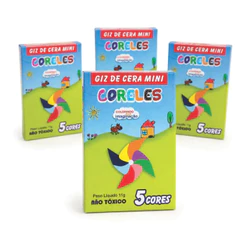 50 Mini Giz de Cera 5 Cores Coreles Lembrancinha Festa Infantil Escolar
