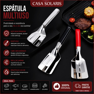 Pegador Espátula Inox SUS304 Food Grade para Churrasco Carne Peixe Cozinha Resistente Profissional