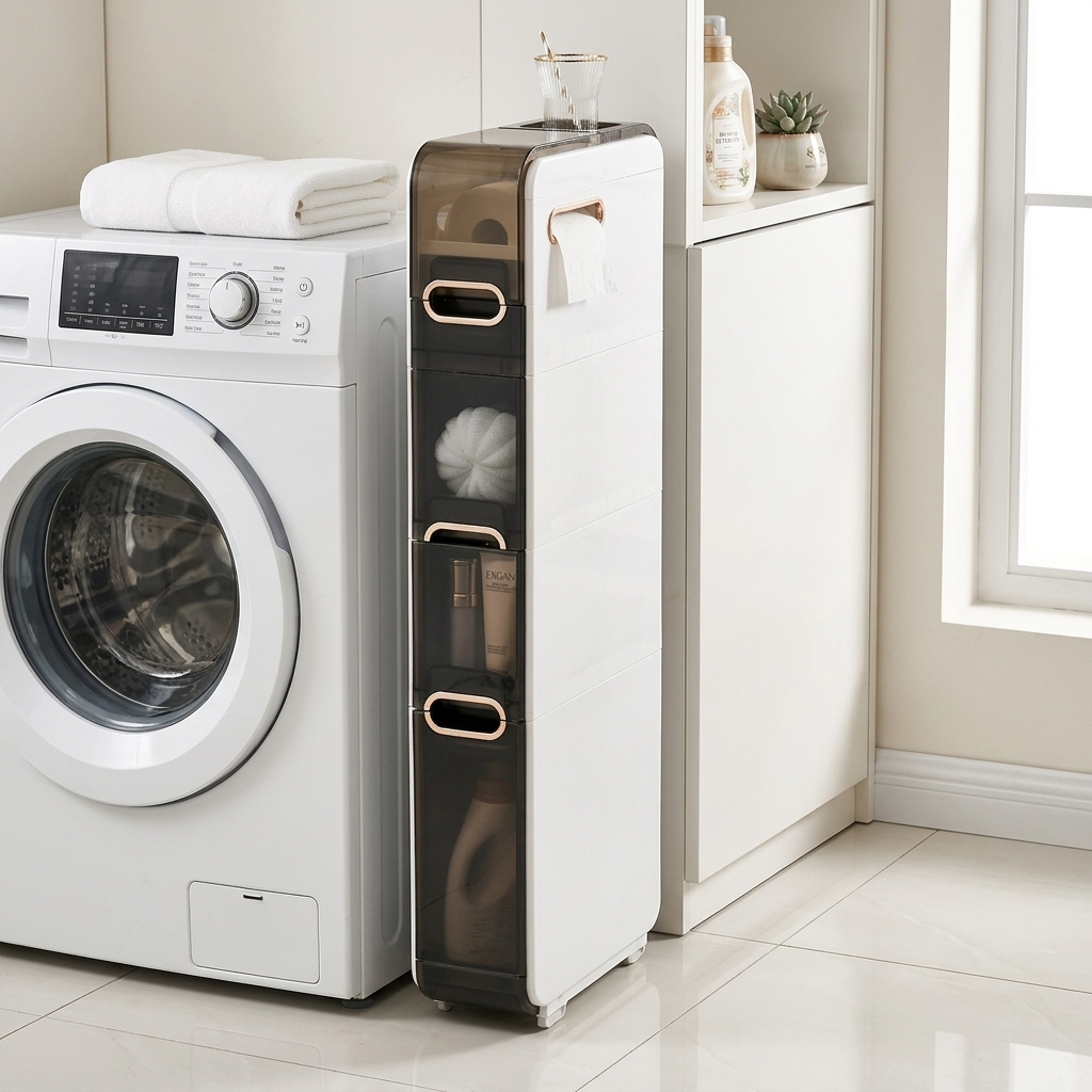 Carrinho Organizador Rodas 36x15x96cm Gaveteiro Vertical Estreito Multiuso Lavanderia Cozinha Casa
