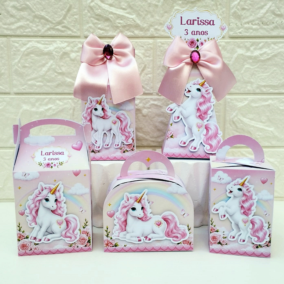 Kit Festa Unicornio Personalizados | Lembrancinhas Aniversário | Festa Infantil | Semi-montadas