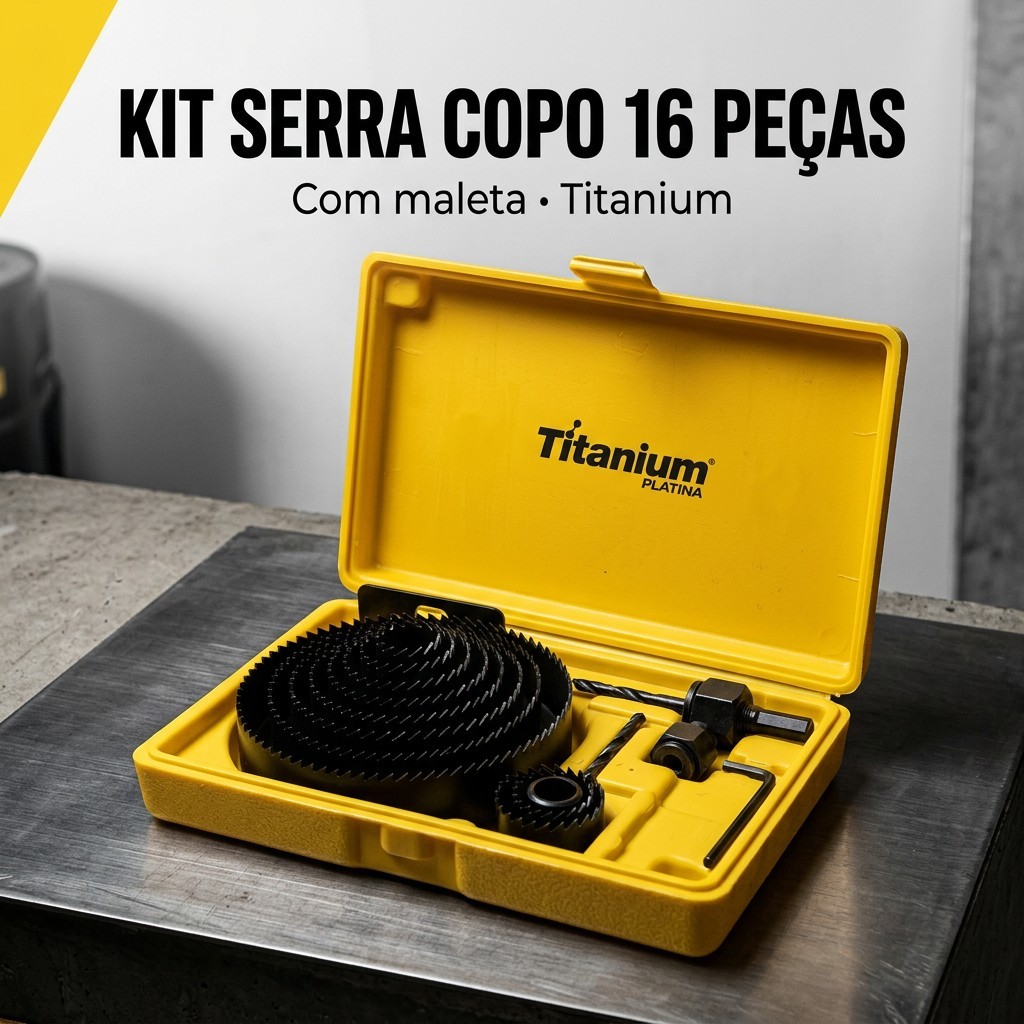 Kit Serra Copo 16 Peças Titanium com Maleta Organizadora