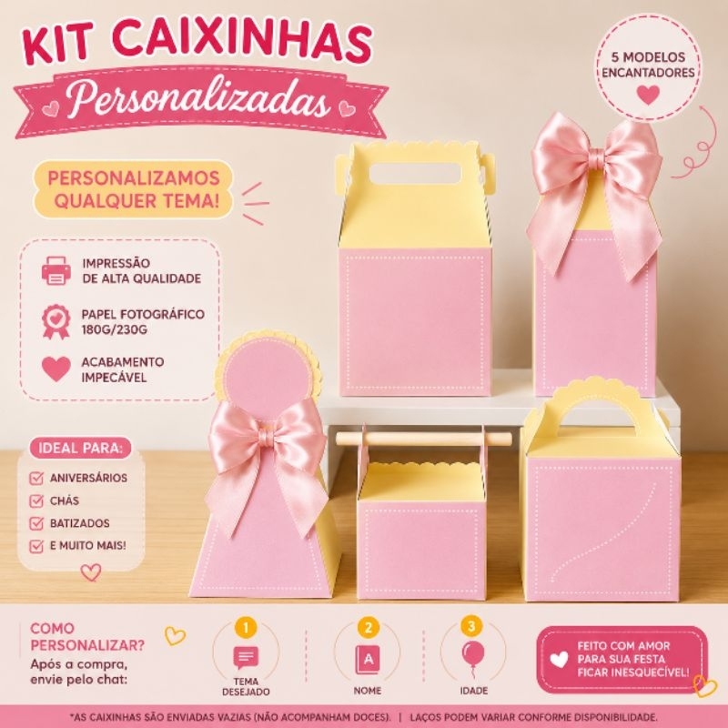 KIT CAIXINHAS PERSONALIZADAS – QUALQUER TEMA Lembrancinha de Aniversário/ Festa