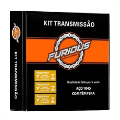 KIT RELAÇÃO TRANSMISSÃO COMPLETO FAZER 250 2018 ATÉ 2025 ( AÇO 1045 )