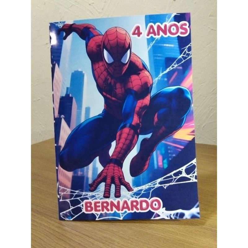 Revista de Colorir Personalizada – Lembrancinha de Aniversário | Tema Homem Aranha| Nome e Idade Personalizados