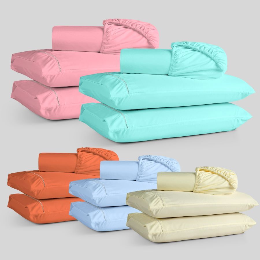Roupa de cama box com elástico Berço Solteiro Casal Queen King 400 fios Micropercal