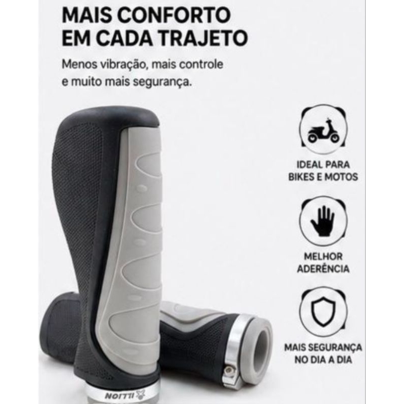MANOPLA ERGONÔMICA COM ANEL REGULAGEM CINZA COM PRETO EMBUS