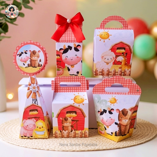 Kit Caixinhas FAZENDINHA Personalizado com Nome e Idade(PEGUE E MONTE)Lembrancinhas Festa Fazendinha