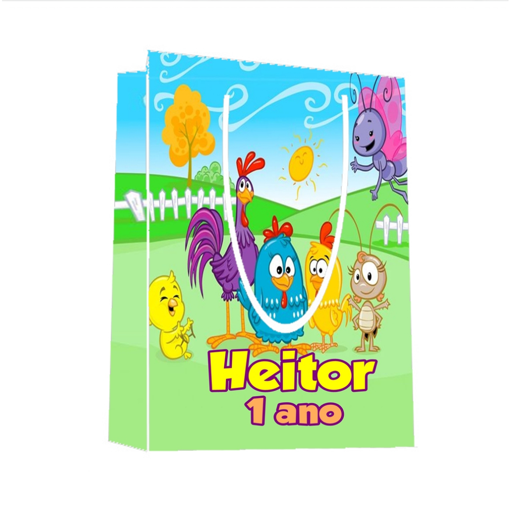 Sacolinha Galinha Pintadinha Personalizada para Aniversário/ Lembrancinha Festa Infantil / Qualquer nome e idade