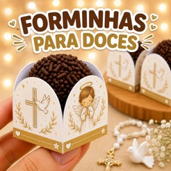 120 Forminhas para doces Batizado Anjinho , 4 pétalas brigadeiro Festa infantil Doces Aniversario