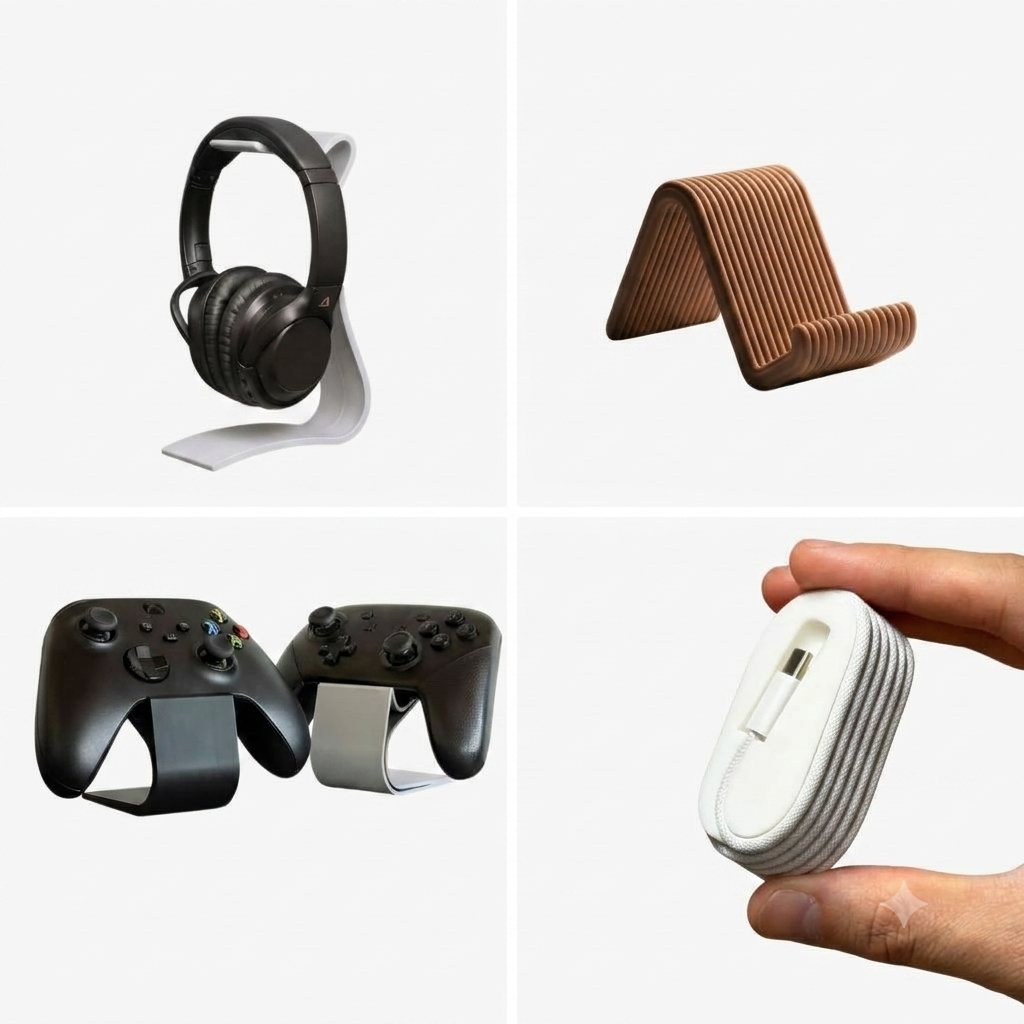 Kit Setup Gamer Premium | Suporte Fone + Suporte Celular + Organizador de Cabos + Descanso para Controle