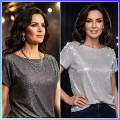 Blusa Feminina Brilho Blusinha Brilhosa Luxo Festa Glamour Class