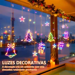 Cortina De Luz Pisca Natal 5 Metros Decoração Natalina Ideal Para Árvore Festas E Reuniões 8 Modos De Cintilagao