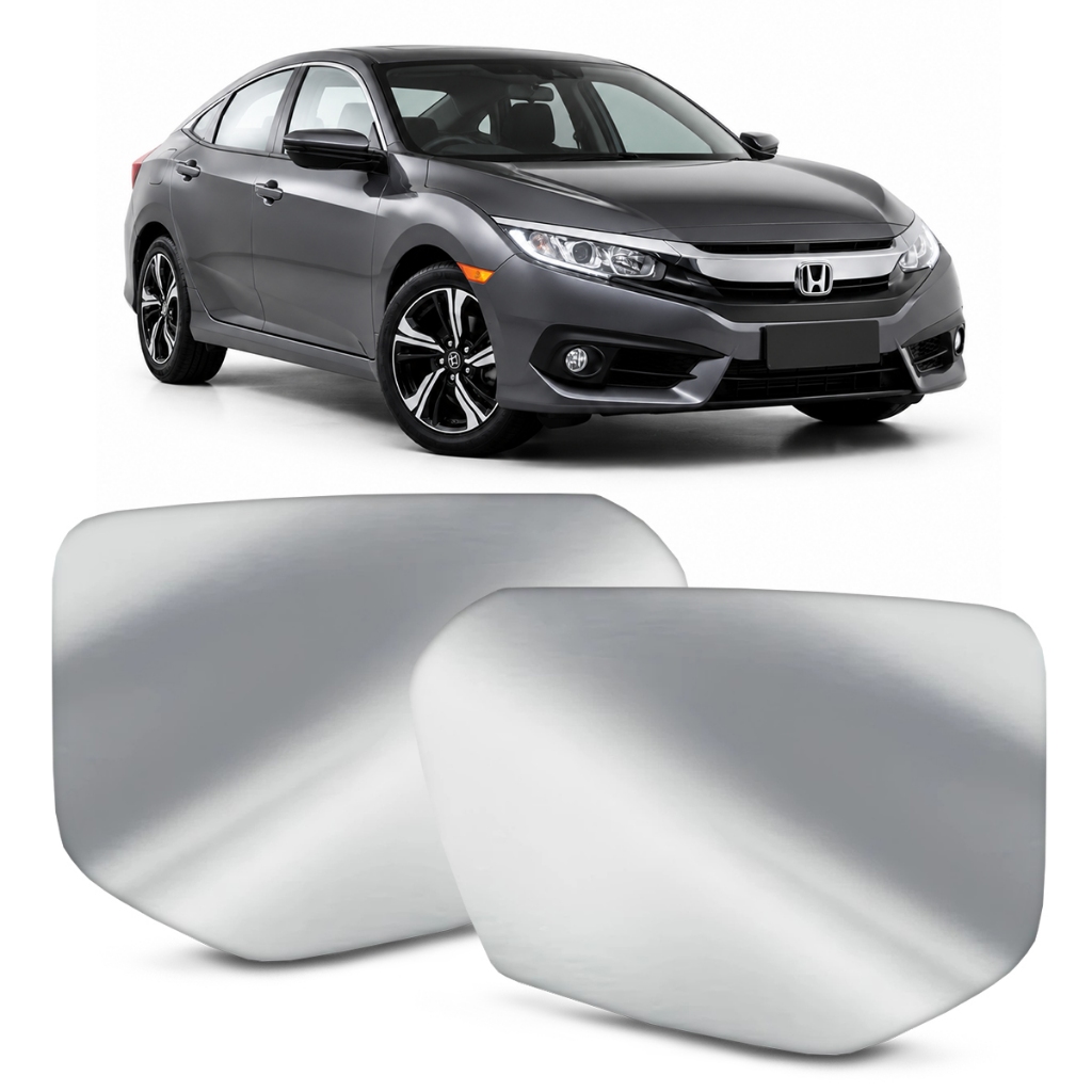 Lente Espelho Retrovisor Convexo Metalizado Civic G10 2017 a 2021