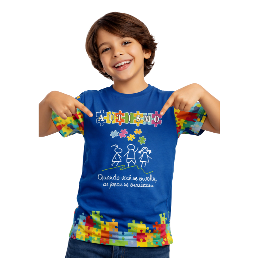 Camisa Infantil ou Adulta - Autismo Azul Escuro — imagem 2 de 2