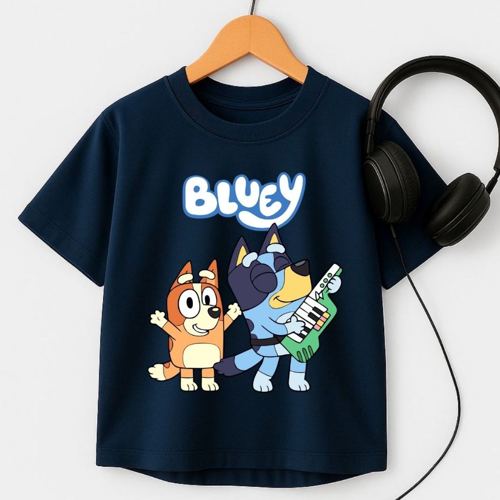 Camisa Menino Bluey Estampa Divertida 100% Algodão Personagem infantil Confortável Casual 4 ao 16