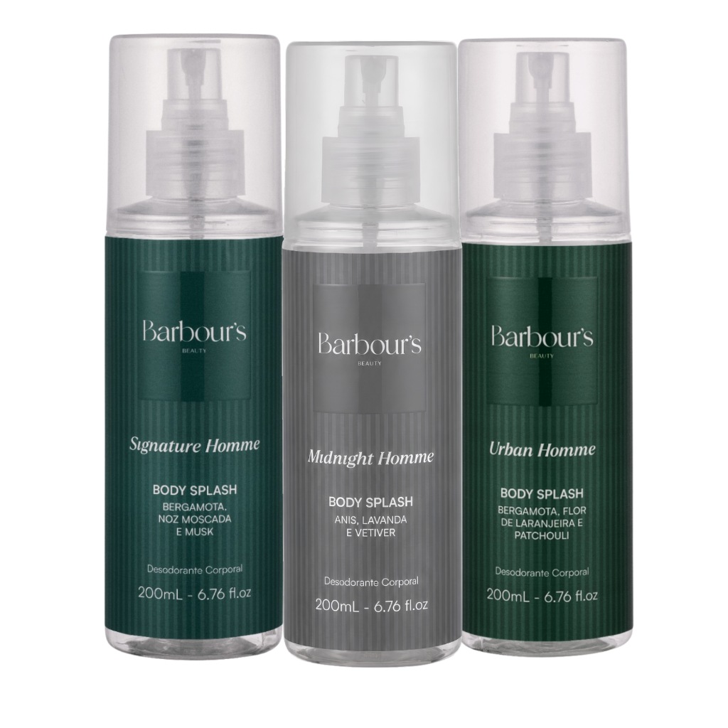 Kit 3 Body Splash Masculinos Homme2  Barbour's Beauty 200ml