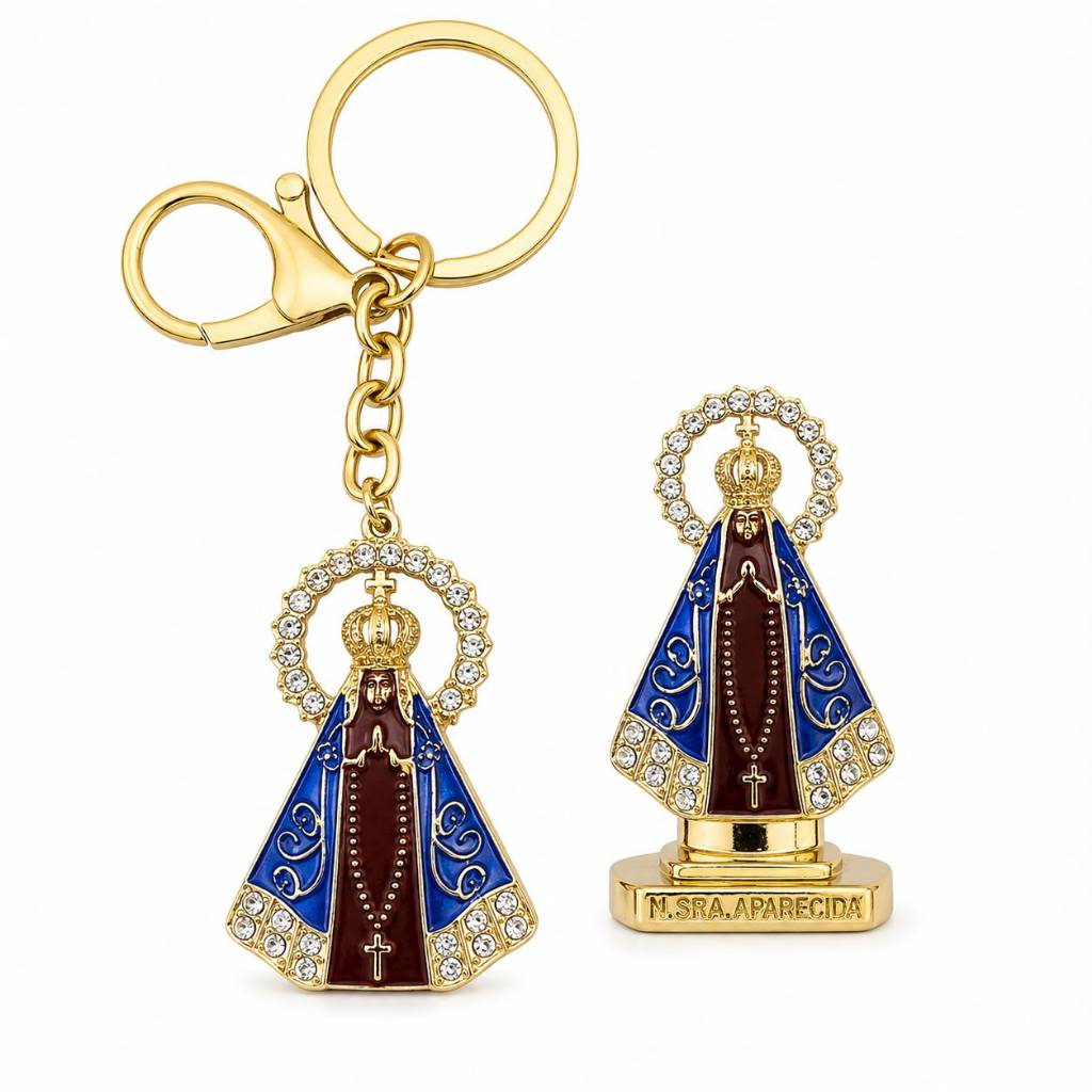 Nossa Senhora Aparecida Kit Carro Chaveiro Santinha Painel Automotivo Presente Religioso Católico