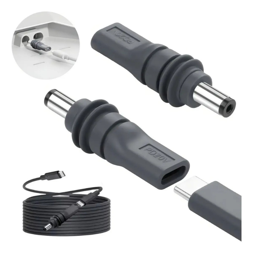 Adaptador Tipo-C p/ DC para Starlink MINI 100w Cinza com chip power delivery Ideal para Power Bank ou carregador