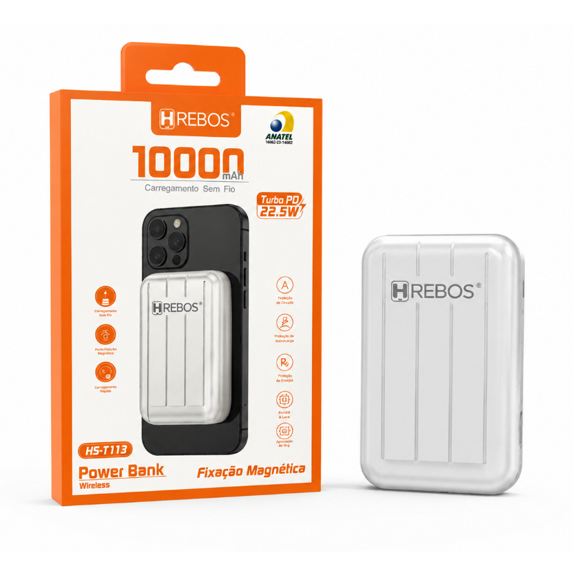 Carregador Portátil Magnético Sem Fio 10000mah Turbo para iPhone