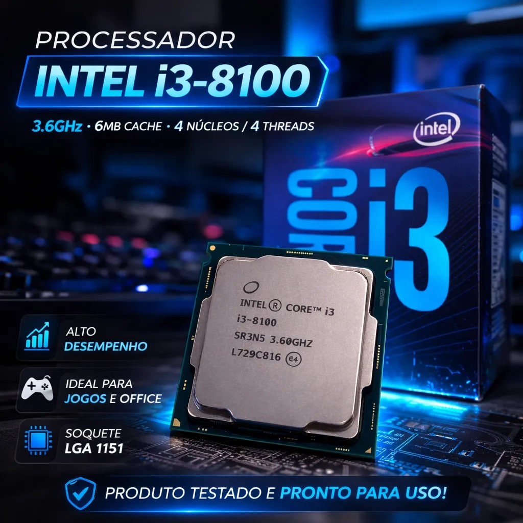 Processador Intel Core I3-8100 Cache De 6M 3,60 Ghz LGA1151
