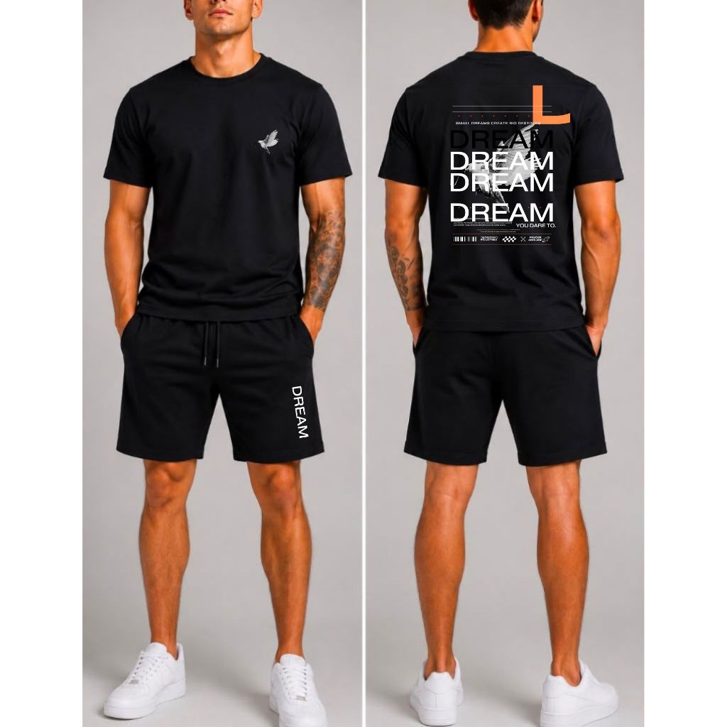 Conjunto Masculino Camiseta Algodão + Bermuda Tactel Estampado Casual Verão Confortável Moda Masculina ENVIO IMEDIATO