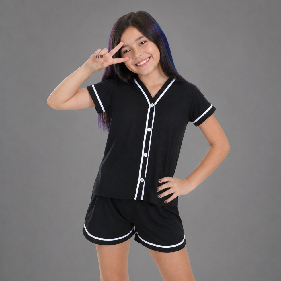 Pijama Baby Doll Infantil Blogueirinha Feminino verao Roupa de Dormir
