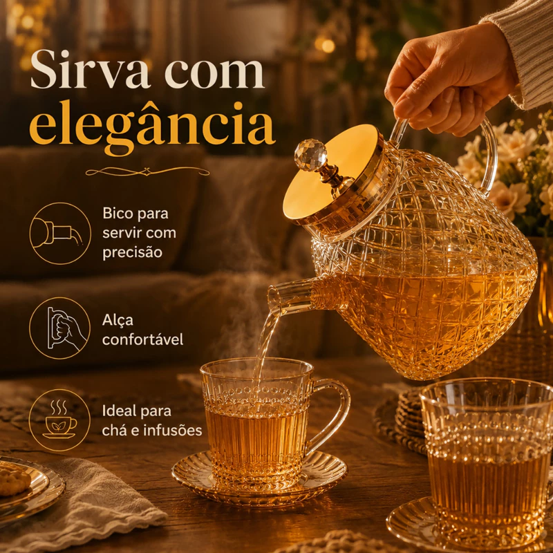Conjunto de Chá VidroViva 5 Peças em Vidro Âmbar — foto 4