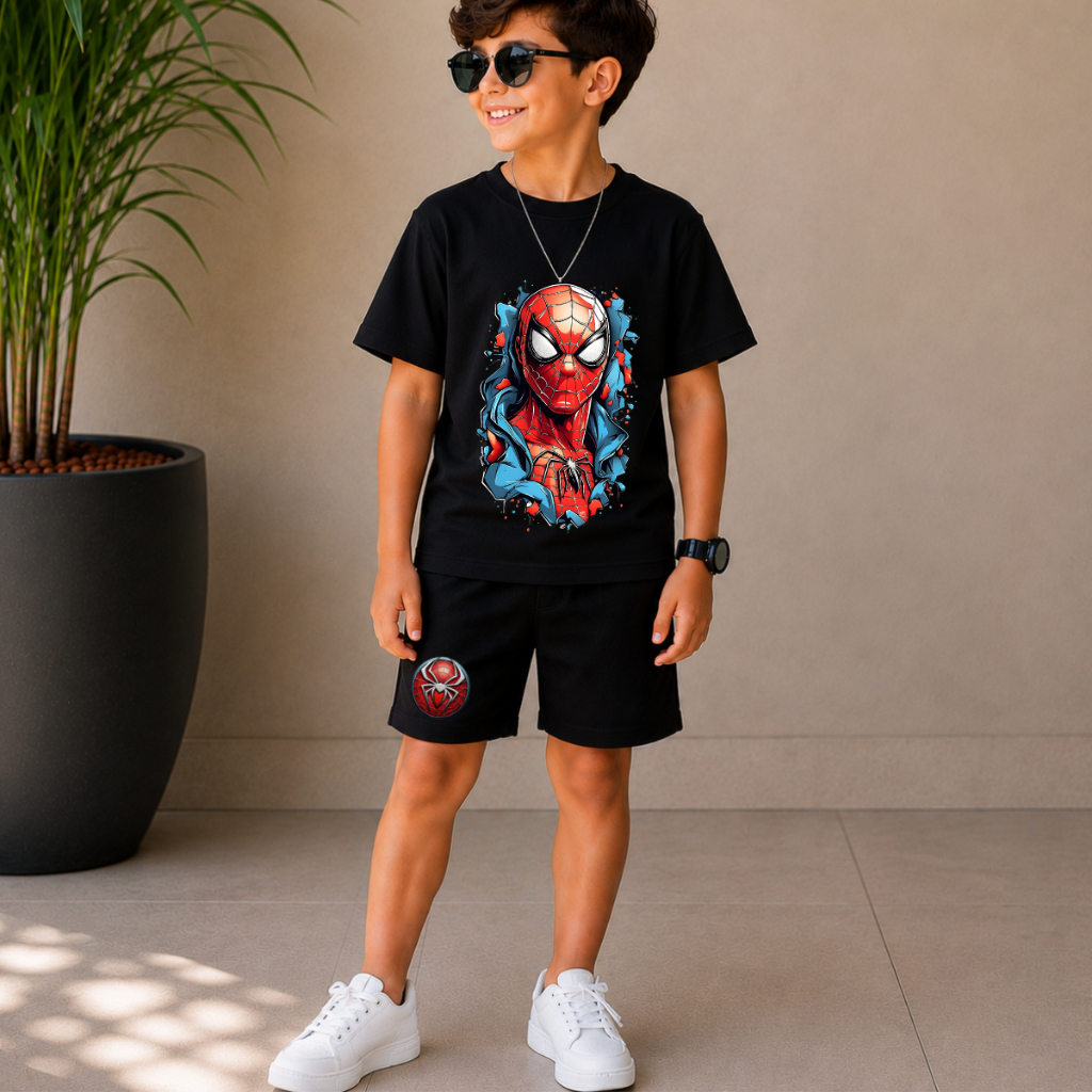 Conjunto Infantil Camiseta PV e Bermuda Moletinho Menino Moda Casual Conforto Diário