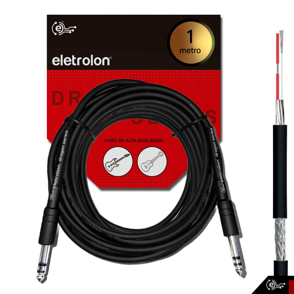 Cabo P10 Stereo Trs Balanceado Eletrolon Dragon Profissional Blindado