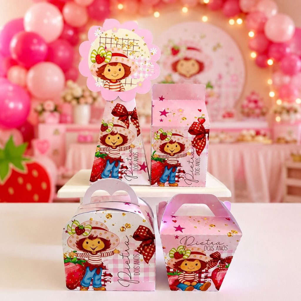 Kit Caixinhas Personalizadas Moranguinho Lembrancinha Surpresinha Para Festa Aniversario Infantil Economico