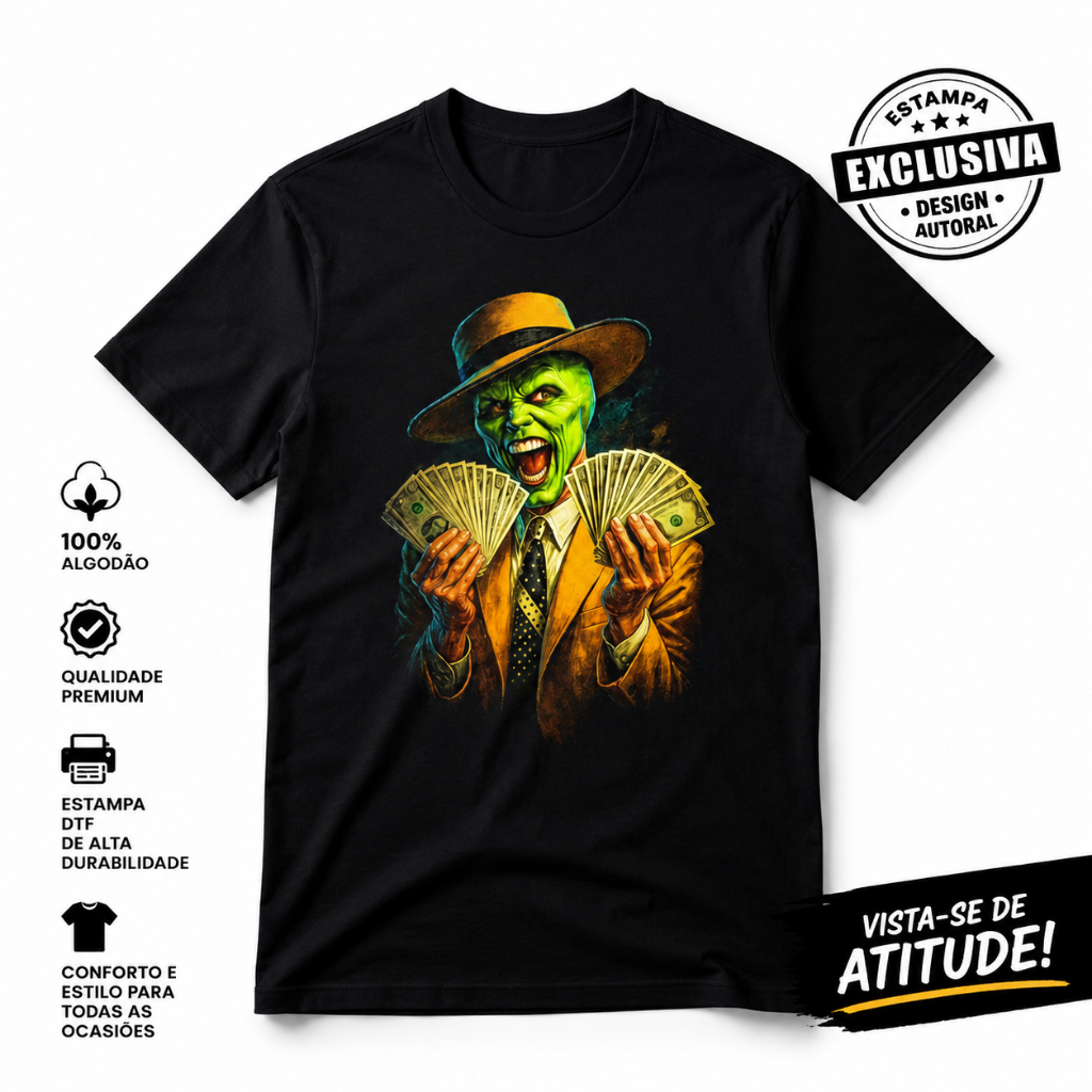 Camiseta Masculina Feminina Unissex Estampada Personagem Verde Dinheiro Streetwear 100% Algodão Preta Azul Marinho