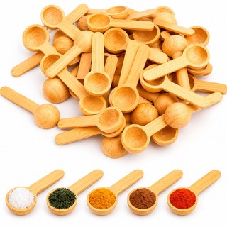 Kit Colher Bambu Jogo Mini Scoop Ideal Para Condimentos Temperos Especiarias Café Sal Açú…