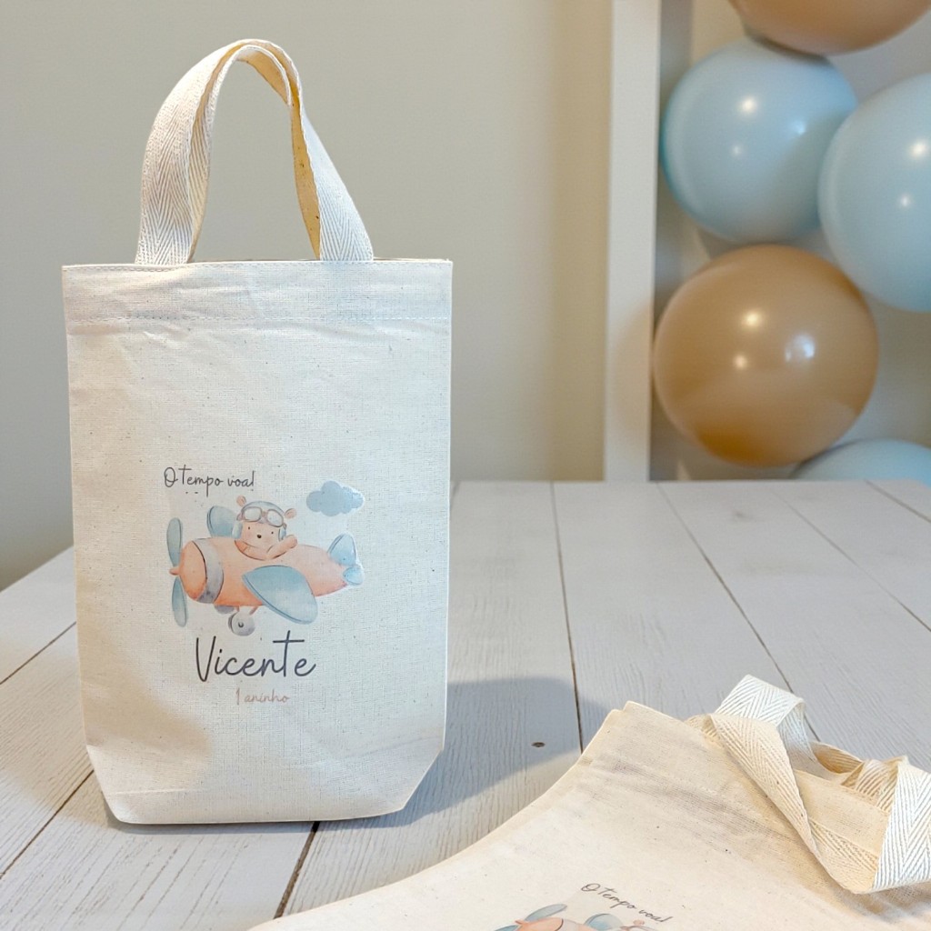 10+ Sacolinha Surpresa Ursinho Aviador Aquarelado Lembrancinha Personalizada de Aniversário