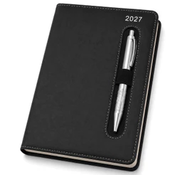 Agenda Executiva 2027 Planner Diário Anual Capa Dura Couro Com Suporte Porta Caneta