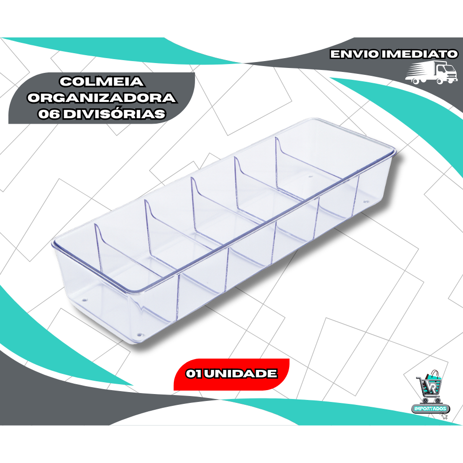 Organizador Colmeia Multiuso 6 Divisórias Maquiagem Gaveta Armário Acrilico Transparente Resistente